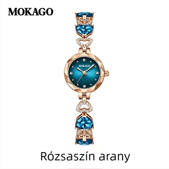 MOKAGO akciós Heart of the Sea gyémánt vízálló kék kristály szív alakú vékony karkötő női könnyű luxus karóra