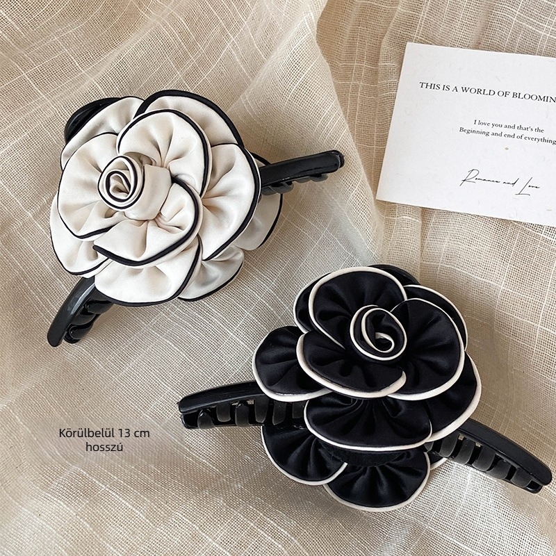 Gyengéd kis Chanel stílusú virágos fejklipsz, női 2024-es új cápahajcsat, fejlett hajkiegészítők