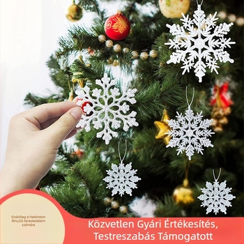 Karácsonyi 36 darabos villámló hópehely függődekoráció, karácsonyfadísz, karácsonyi ablak-ajtó kiegészítők, műanyag hópehely darab dekoráció