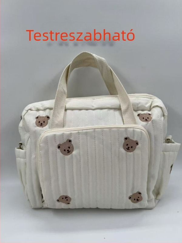 Koreai Ins Medvés Anyatáska Hímzett Válltáska Utazótáska Nagy Kapacitású Anya és Baba Kirándulás Crossbody Babasétáltatás Trendi Ins Stílus