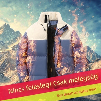 Gyerek pamutbélésű kabát ősszel és télen Új steppelt, vastagított állógallérú, pamutbélésű fiú kabát csinos, pamutbélésű egyrészes kabát házhozszállítással
