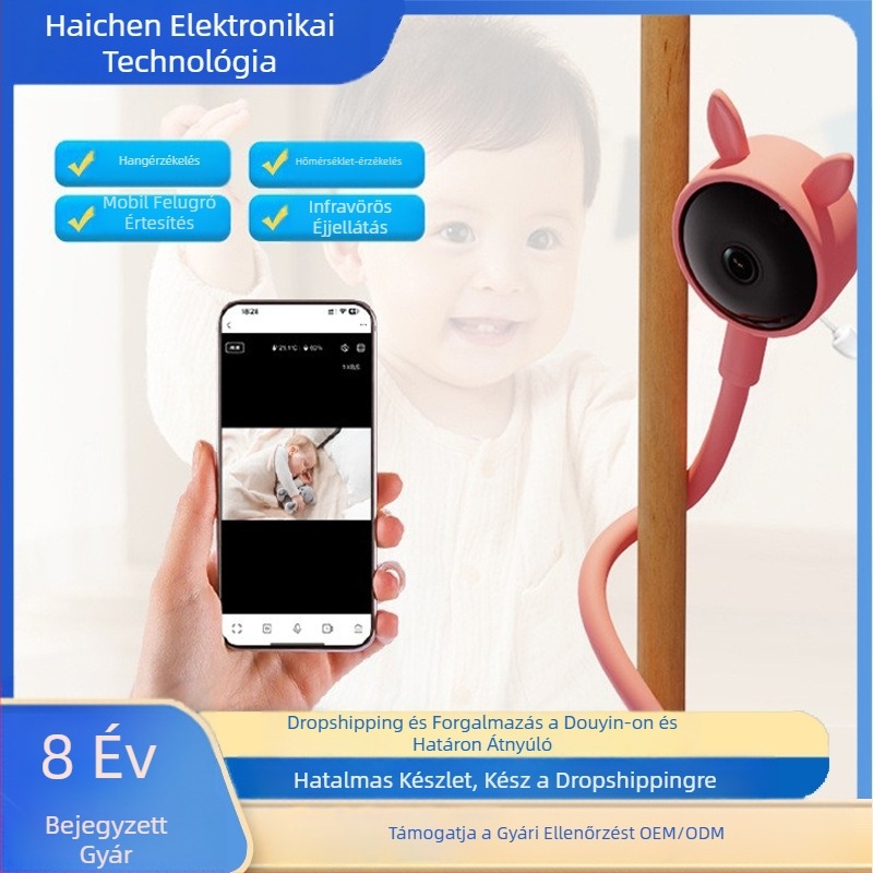 TUYA nagyfelbontású babaőr nagyfelbontású éjjellátó hőmérséklet- és páratartalom-érzékelés forgatható látószögű valós idejű intercom