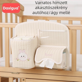 Koreai stílusú babakocsi tároló függőtáska babaágy tárolótáska hímzett vödör válaszfal cumisüveg pelenkatáska anyukáknak