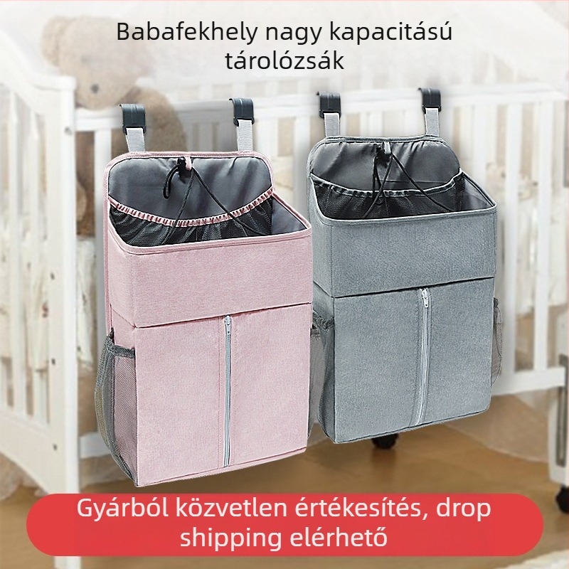 Babaágy akasztó táska, ágyneműtartó táska, multifunkcionális pelenkázótáska, baba pelenkázótáska, kosár, ágy melletti tárolótáska