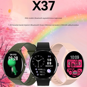 X37 Huaqiangbei Határokon Átnyúló E-kereskedelem Népszerű Privát Modell Vízálló Úszás Bluetooth Hívás Sport Kerek Kijelző Okosóra X37