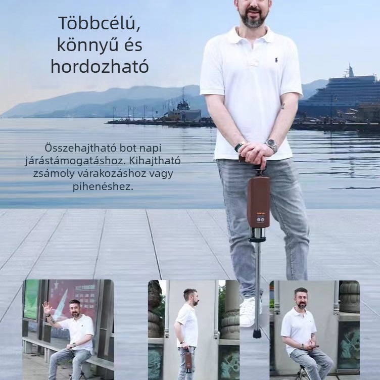 Határokon átnyúló, ultra-könnyű, többfunkciós, kézi összecsukható mankók, csúszásgátló, összecsukható szék, hordozható, időseknek való járókeret, ülhet