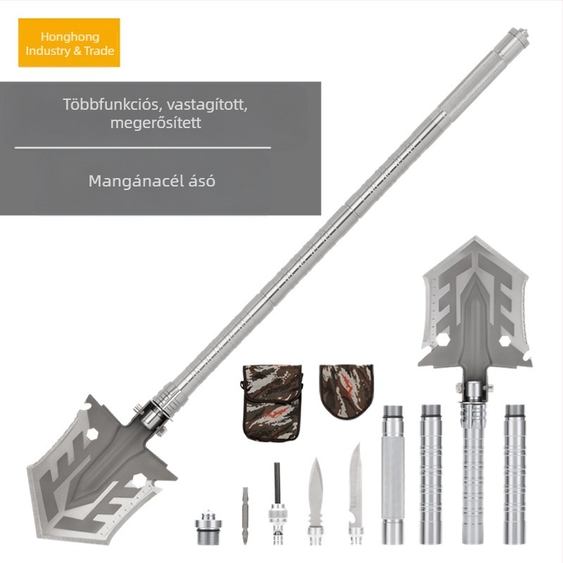 Kemping multifunkciós nyitólapát kültéri kemping horgász autólapát mangán acél összecsukható megerősítő szerszámlapát