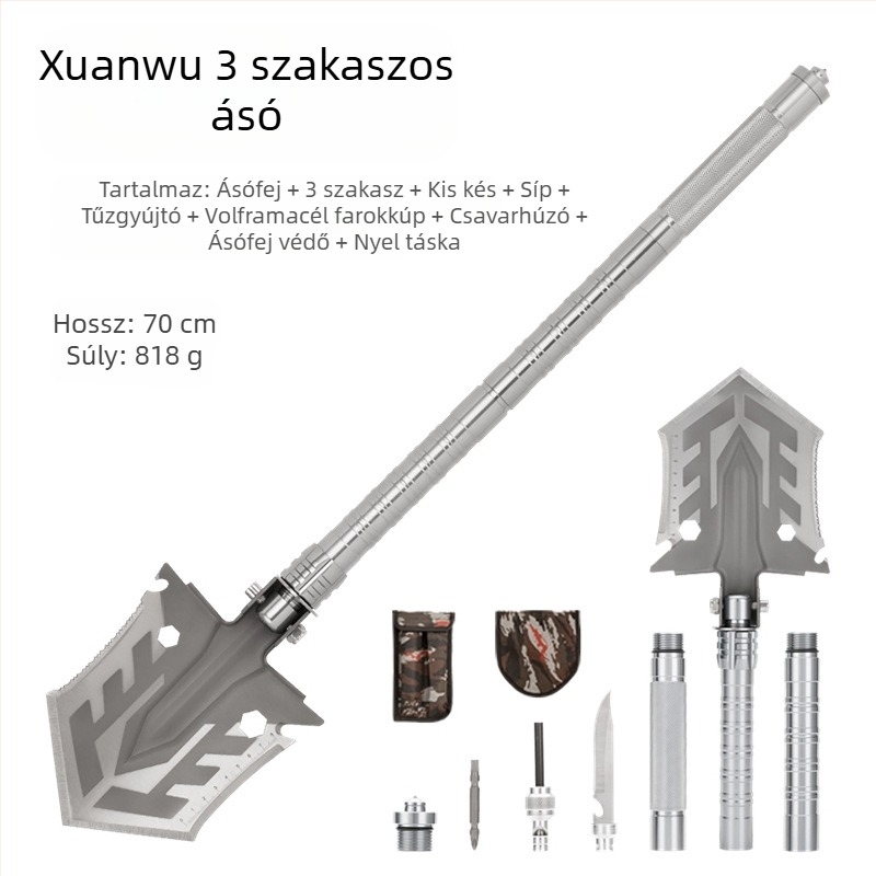 Kemping multifunkciós nyitólapát kültéri kemping horgász autólapát mangán acél összecsukható megerősítő szerszámlapát