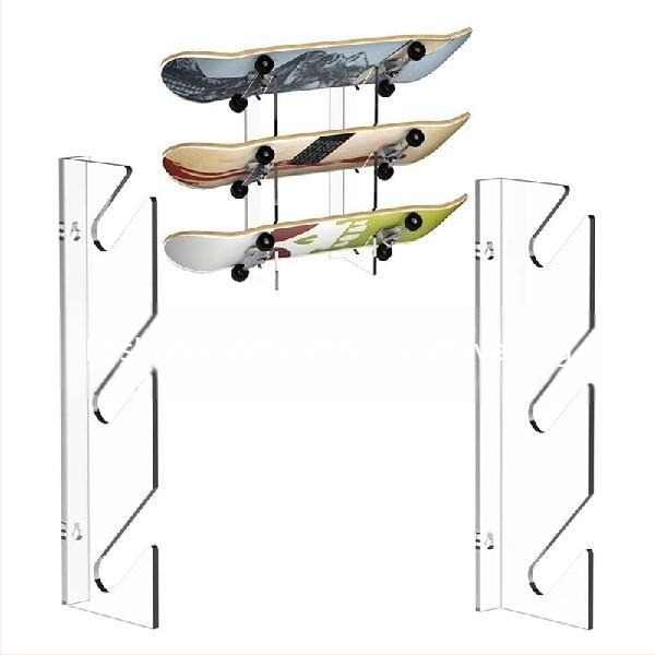1 pár akril gördeszkatartó állvány falra szerelhető vízszintes roller fali tároló állvány longboard fedélzeti állvány