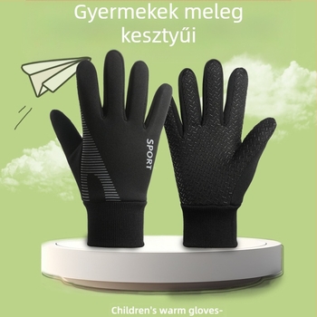 Gyerekkesztyűk fiúknak, szélálló, síelésre, hóesésre, vízálló, polár béléssel, csúszásmentes, téli, fiúknak való, meleg kerékpáros kesztyűk
