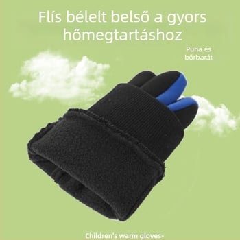 Gyerekkesztyűk fiúknak, szélálló, síelésre, hóesésre, vízálló, polár béléssel, csúszásmentes, téli, fiúknak való, meleg kerékpáros kesztyűk