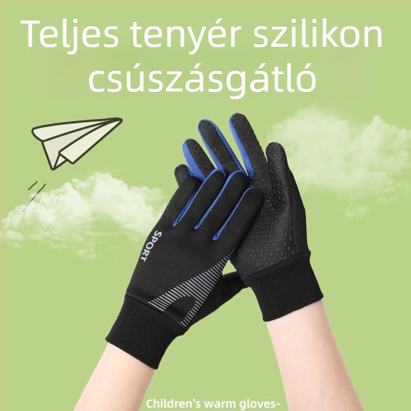 Gyerekkesztyűk fiúknak, szélálló, síelésre, hóesésre, vízálló, polár béléssel, csúszásmentes, téli, fiúknak való, meleg kerékpáros kesztyűk