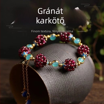 Nemzeti Stílusú Gránát Egyszerű Női Gránát Karkötő Amazonittal Cloisonne Kiegészítőkkel Karkötő Karkötő