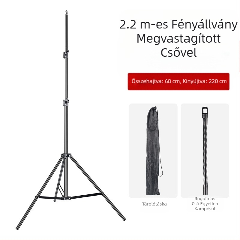 Kültéri kemping alumínium ötvözet lámpaállvány összecsukható, állítható hordozható kempinglámpa oszlophorog-akasztó mobil kempingkonzol