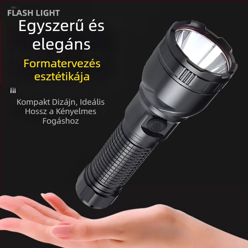 Erős fényű LED-es zseblámpa, ultrafényes, nagy hatótávolságú, nagy teljesítményű, ultrahosszú akkumulátor-élettartamú, újratölthető, kültéri túrázáshoz, vészvilágítással, zseblámpa