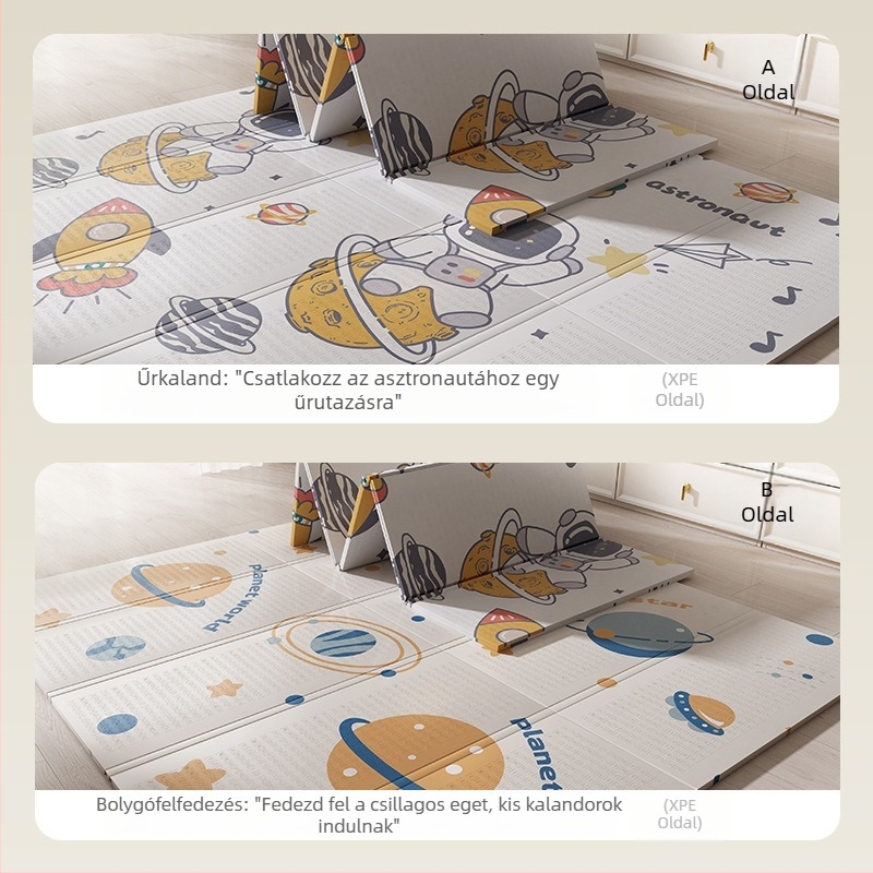 Baba mászószőnyeg, vastagított habszivacs szőnyeg, biztonságos anyag, szagtalan, olajálló, szennyeződésgátló, könnyen tisztítható, összecsukható és tárolható