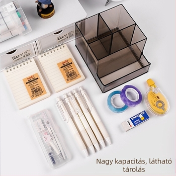 Többfunkciós akril asztali nagy kapacitású tolltartó diáki irodába mobiltelefon-tartó írószertároló kreatív tárolás