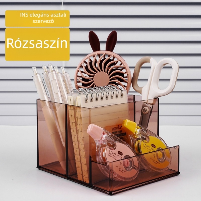 Többfunkciós akril asztali nagy kapacitású tolltartó diáki irodába mobiltelefon-tartó írószertároló kreatív tárolás
