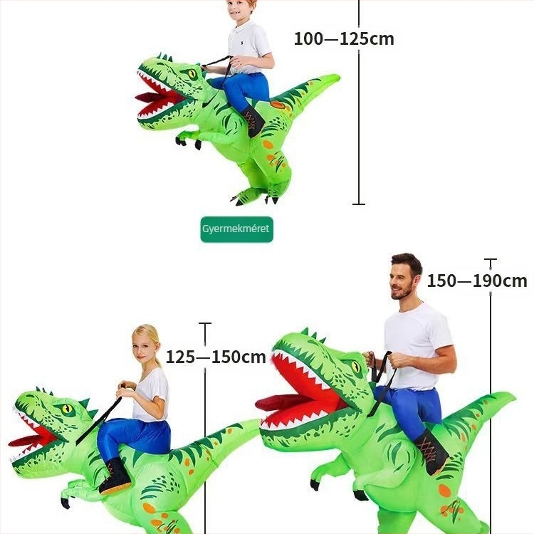 Halloween lovagló dinoszaurusz kellékek dupla gerincű sárkány felfújható ruházat előadás vicces kellékek lovaglás dupla gerincű sárkány felfújható ruházat