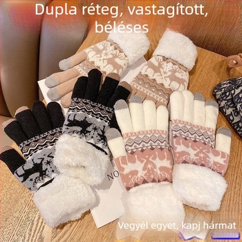 Téli vastagított polárbélésű dupla lovaglókesztyű gyapjúkesztyű nagykereskedelmi kesztyű meleg hideg meleg polárbélésű kesztyű