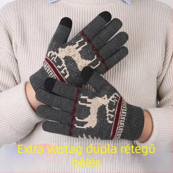 Téli vastagított polárbélésű dupla lovaglókesztyű gyapjúkesztyű nagykereskedelmi kesztyű meleg hideg meleg polárbélésű kesztyű
