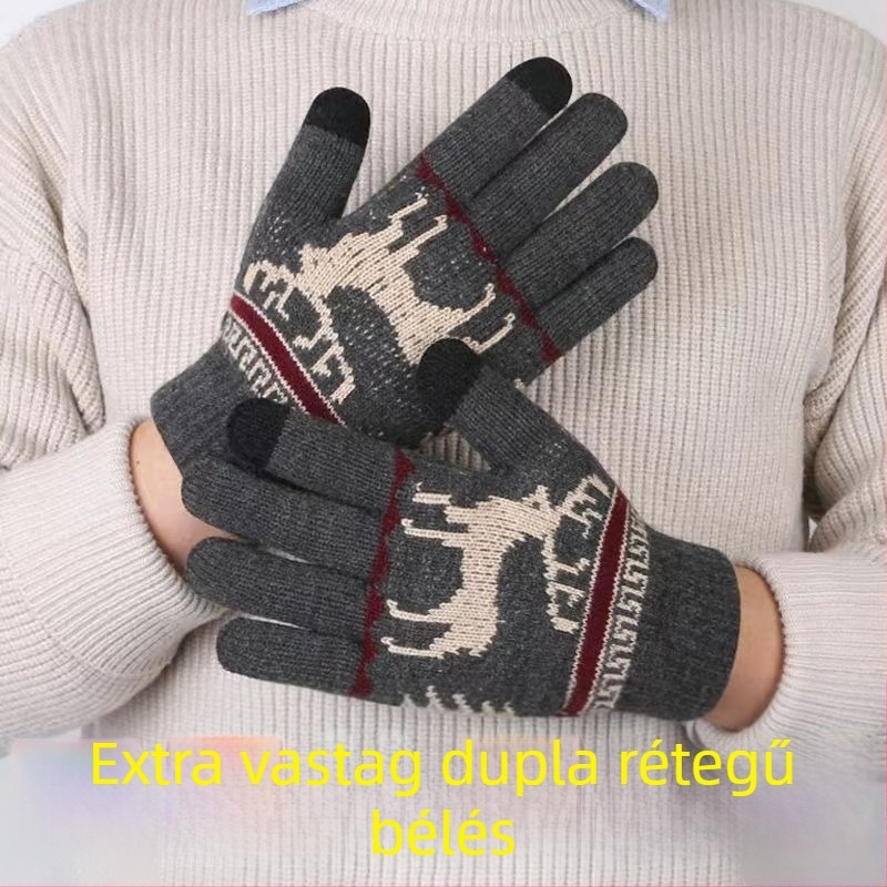 Téli vastagított polárbélésű dupla lovaglókesztyű gyapjúkesztyű nagykereskedelmi kesztyű meleg hideg meleg polárbélésű kesztyű