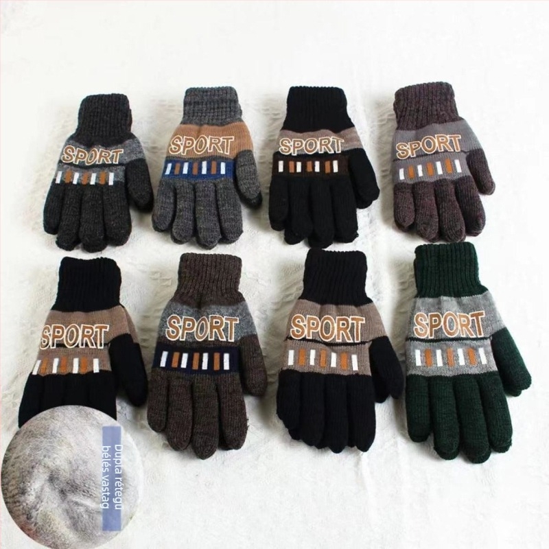 Téli vastagított polárbélésű dupla lovaglókesztyű gyapjúkesztyű nagykereskedelmi kesztyű meleg hideg meleg polárbélésű kesztyű