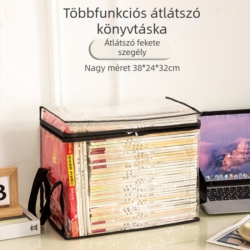 Diákkönyv tárolótáska átlátszó porálló vízálló tárolódoboz összecsukható hordozható könyvek iskolai kellékek tárolódoboz