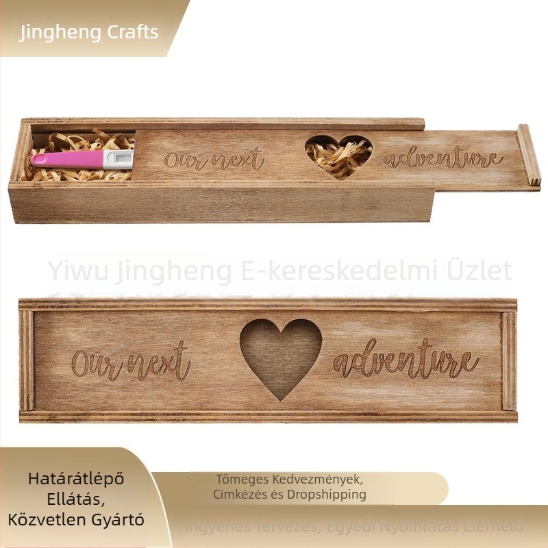 Fa terhességi teszt pálcika meglepetés emlékdoboz terhességi értesítő doboz felfedi a baba ajándékát férjnek és nagyszülőknek
