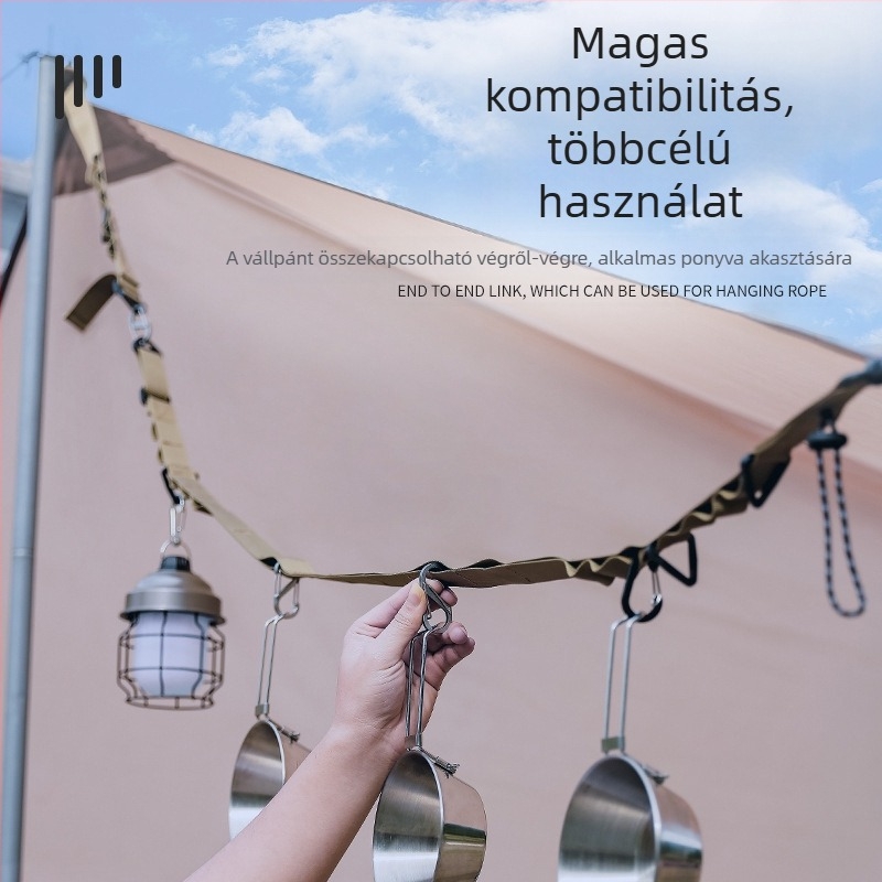 Kültéri kempingezéshez való függőkötél, multifunkcionális, tetszőleges öv, állítható hosszú, keresztpántos hátizsák, függőöv, ponyvatartó nyakpánt