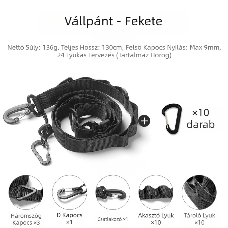 Kültéri kempingezéshez való függőkötél, multifunkcionális, tetszőleges öv, állítható hosszú, keresztpántos hátizsák, függőöv, ponyvatartó nyakpánt