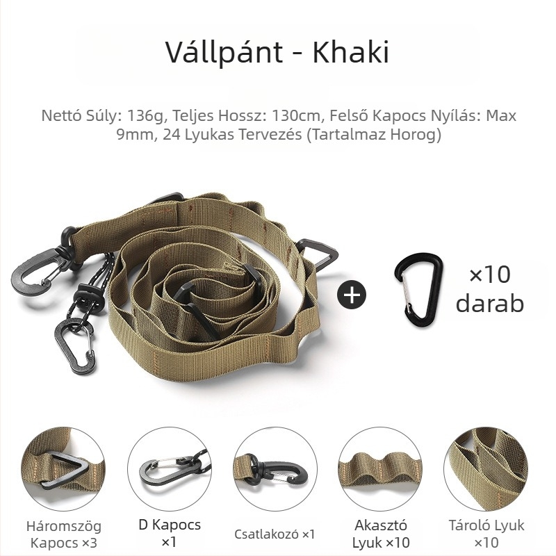 Kültéri kempingezéshez való függőkötél, multifunkcionális, tetszőleges öv, állítható hosszú, keresztpántos hátizsák, függőöv, ponyvatartó nyakpánt
