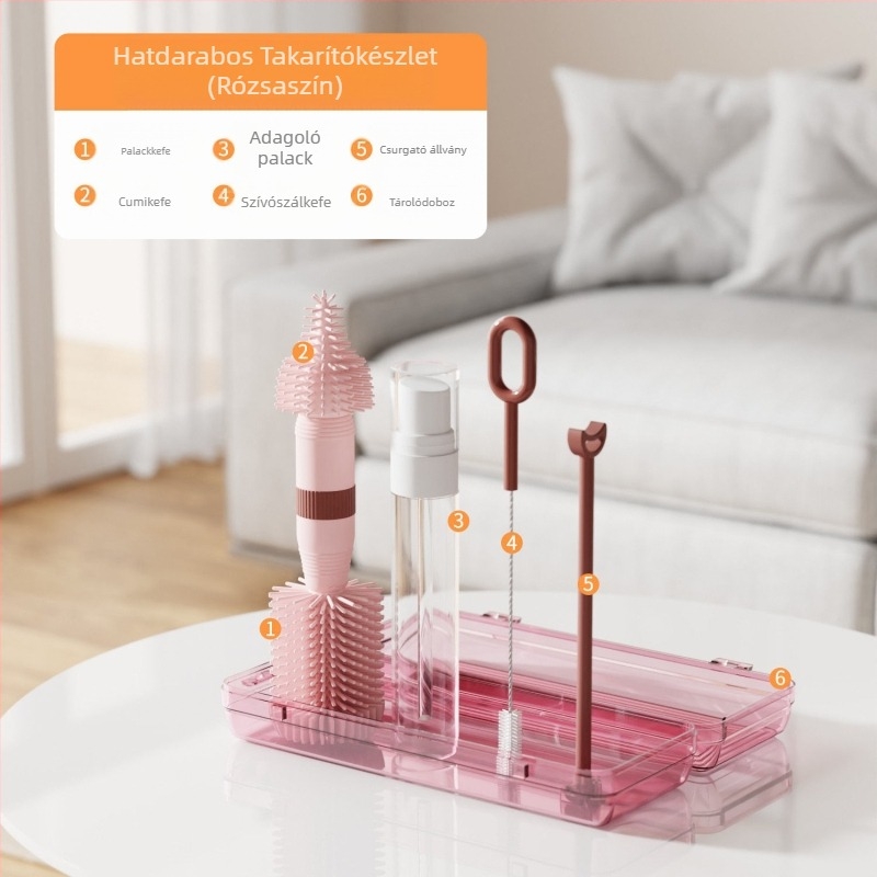 Baba szilikon hordozható cumisüveg kefe tároló doboz öltöny baba tisztító mellbimbó kefe lefolyótartó utazóruha