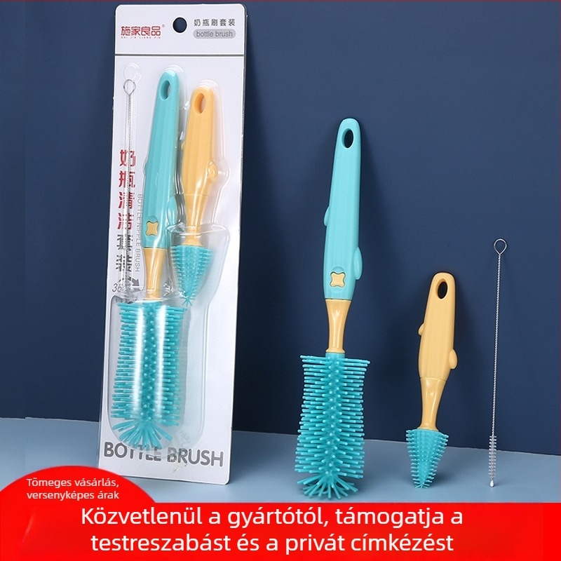Cumisüveg kefe háromrészes szilikon babatermékek tisztítókefe forgó tapadókefe öltöny mellbimbó kefe pohár kefe