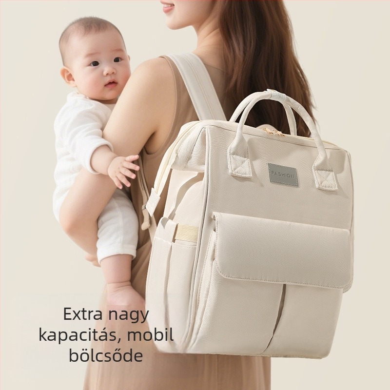 Nagy anyuka táska határokon átnyúló új nagy kapacitású hordozható hátizsák babakellékek tárolására, felakasztható a babakocsi anya-baba táskájára