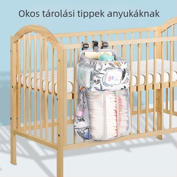 Hordozható baba ágy melletti akasztótáska, többfunkciós babaágy tárolótáska, nagy kapacitású, rendszerező akasztótáska, ágy elülső tároló akasztótáska