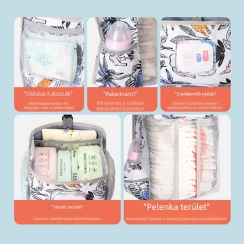 Hordozható baba ágy melletti akasztótáska, többfunkciós babaágy tárolótáska, nagy kapacitású, rendszerező akasztótáska, ágy elülső tároló akasztótáska
