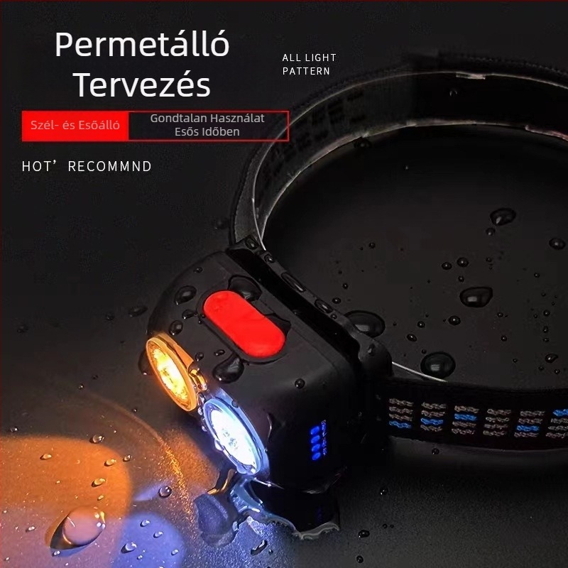 Indukciós fejlámpa erős fénnyel, ultrafényes fejre szerelhető, hosszú élettartamú lítium akkumulátoros fejlámpa horgászathoz, szabadtéri felfedezéshez, bányászati lámpához, zseblámpához