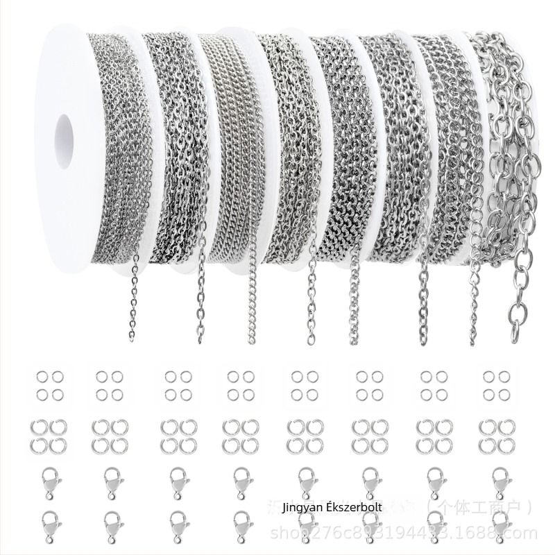 Határokon átnyúló, népszerű rozsdamentes acél lánc kombinációs öltöny kézzel készített ékszerlánc keresztlánc O-lánc titkosító lánc