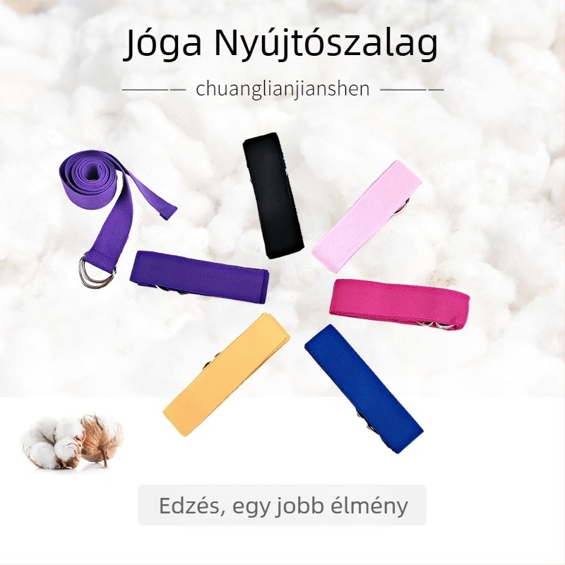 Tiszta pamut rugalmas öv jógakötél rugalmas öv sport fitnesz rugalmas öv állítható jóga segéd nyitott vállpánt