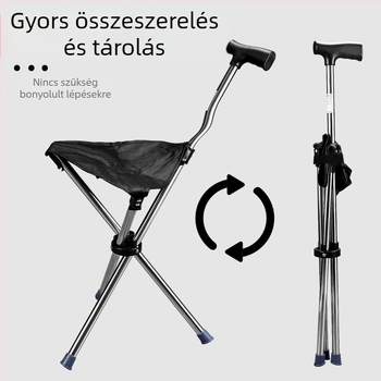 Az univerzális, hordozható kültéri mankószék harmadik generációja, multifunkcionális, összecsukható, kettős célú sétabotszék és mankószék idősek számára