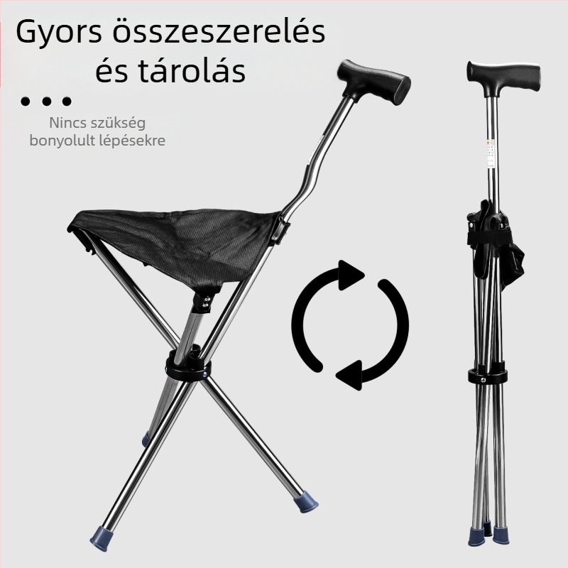 Az univerzális, hordozható kültéri mankószék harmadik generációja, multifunkcionális, összecsukható, kettős célú sétabotszék és mankószék idősek számára