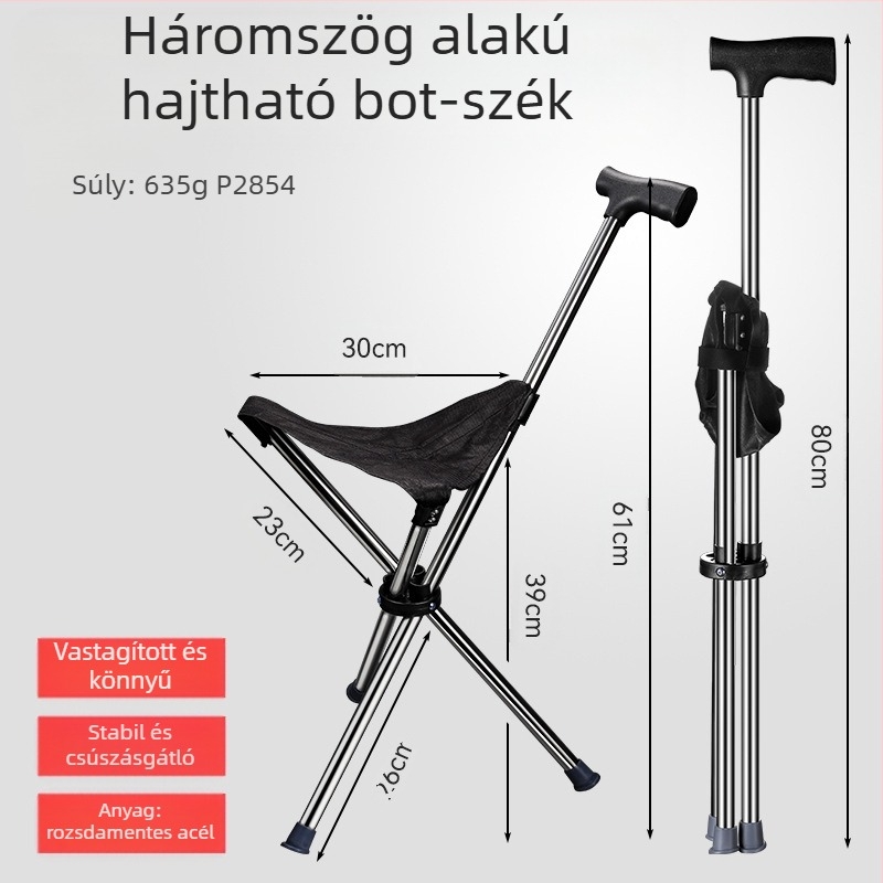 Az univerzális, hordozható kültéri mankószék harmadik generációja, multifunkcionális, összecsukható, kettős célú sétabotszék és mankószék idősek számára