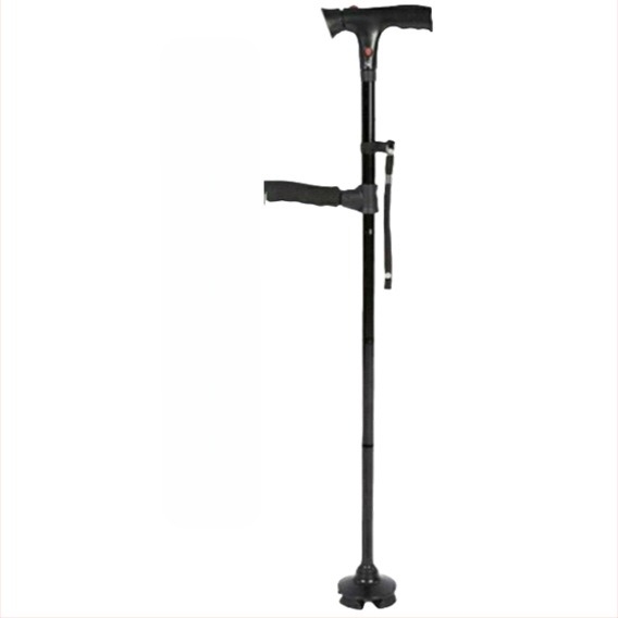 Csúszásgátló sétabot, négylábú mankók, alumíniumötvözetből készült teleszkópos összecsukható könnyű mankók, többfunkciós mankók könnyű beállítással