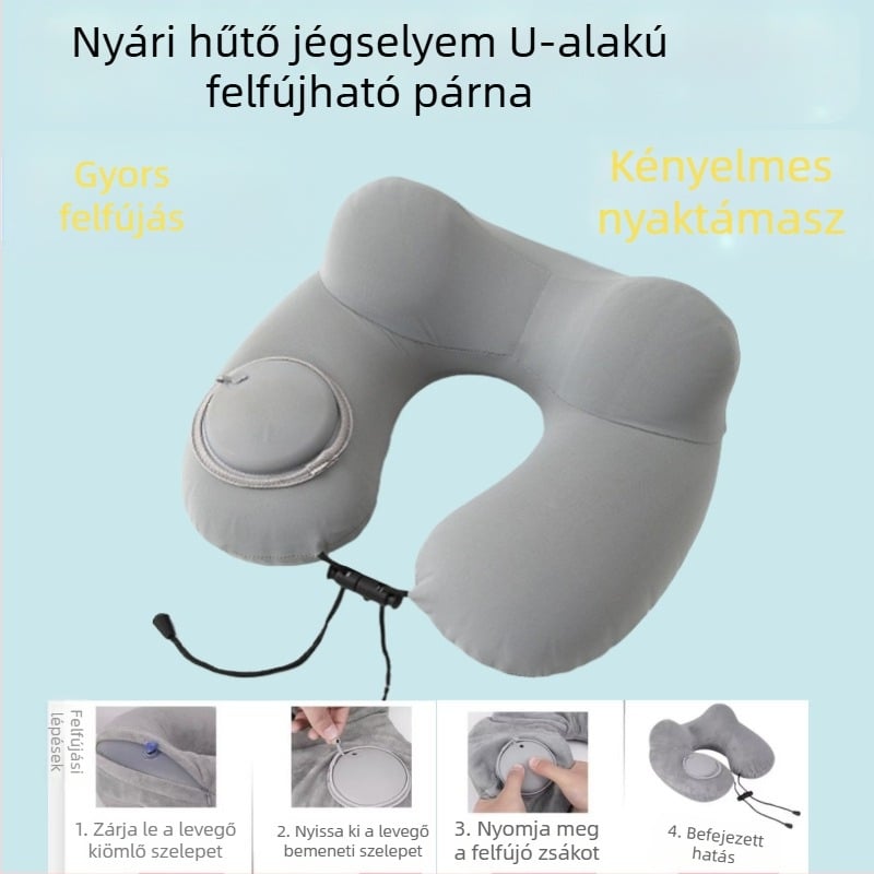 Préspúpos felfújható párna irodai otthoni szundikálópárna utazási összecsukható hordozható repülőgép autópárna