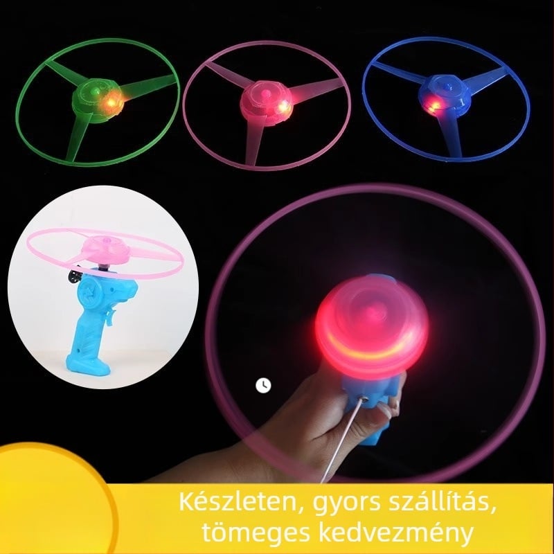 Gyermek harci világító húzókötél UFO éjszakai piaci stand kínálat játékok kültéri négyzet alakú villanás repülő égbolt húzókötél frizbi