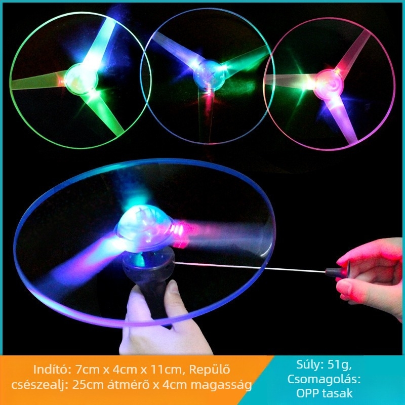 Gyermek harci világító húzókötél UFO éjszakai piaci stand kínálat játékok kültéri négyzet alakú villanás repülő égbolt húzókötél frizbi