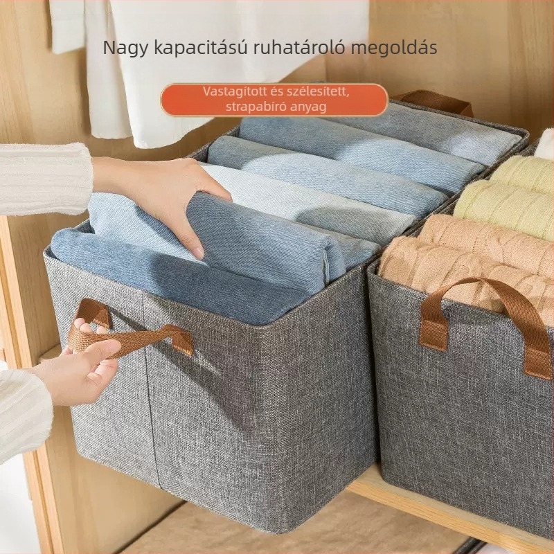 Kationos tárolódoboz fedéllel, acélvázas tárolódoboz, összecsukható ruhásszekrény, hordozható szövetruha-tároló kosár