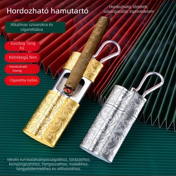 Határokon átnyúló kreatív hordozható hamutartó fémcsattal hordozható autós kültéri hamutartó tároló kültéri szivar hamutartó