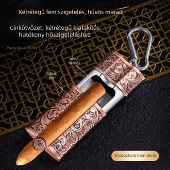 Határokon átnyúló kreatív hordozható hamutartó fémcsattal hordozható autós kültéri hamutartó tároló kültéri szivar hamutartó